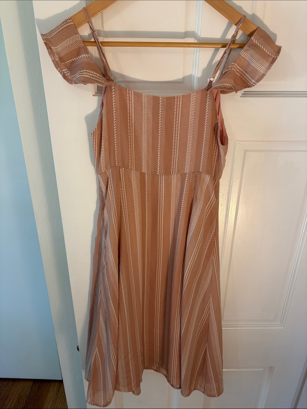 Lulu's Dusty Rose Striped Midi Dress - Picture 3 of 4